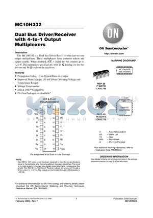 MC10H332P datasheet - Dual Bus Driver/Receiver with 4-to-1 Output Multiplexers