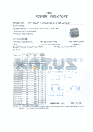SPC-0704P datasheet - SMD POWER INDUCTORS