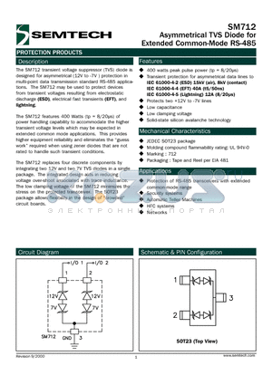 SM712TC datasheet - Asymmetrical TVS Diode for Extended Common-Mode RS-485