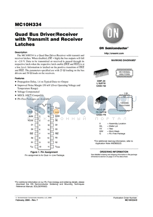 MC10H334FNR2G datasheet - Quad Bus Driver/Receiver with Transmit and Receiver Latches