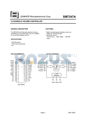 SM7347A datasheet - 6 CHANNELS VOLUME CONTROLLER