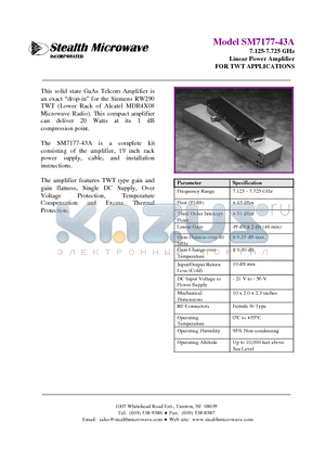SM7177-43A datasheet - 7.125-7.725 GHz Linear Power Amplifier