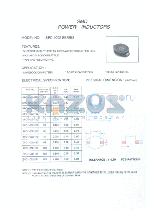 SPC-1002-150 datasheet - SMD POWER INDUCTORS
