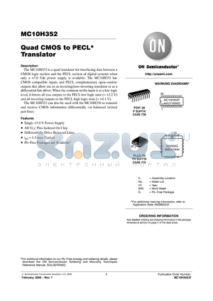 MC10H352P datasheet - Quad CMOS to PECL Translator