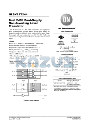 NLSV22T244MUTAG datasheet - Dual 2-Bit Dual-Supply Non-Inverting Level Translator