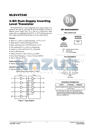 NLSV4T240 datasheet - 4-Bit Dual-Supply Inverting Level Translator