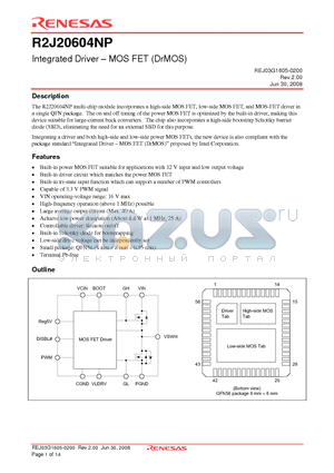R2J20604NP datasheet - Integrated Driver - MOS FET (DrMOS)