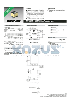 SM76299E datasheet - SHDSL Line Transformer