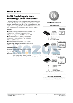 NLSV8T244 datasheet - 8-Bit Dual-Supply Non- Inverting Level Translator