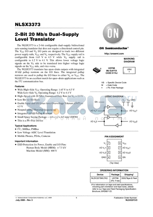 NLSX3373MUTAG datasheet - 2-Bit 20 Mb/s Dual-Supply Level Translator