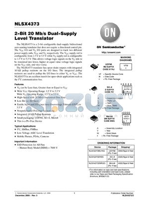 NLSX4373MUTAG datasheet - 2-Bit 20 Mb/s Dual-Supply Level Translator