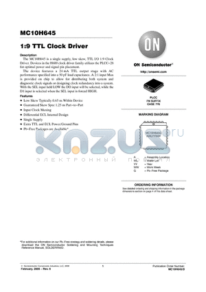 MC10H645_06 datasheet - 1:9 TTL Clock Driver