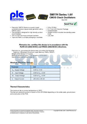 SM7720HEX datasheet - 1.8 V CMOS Clock Oscillators