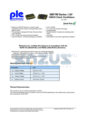 SM7720MX datasheet - 1.8 V CMOS Clock Oscillators
