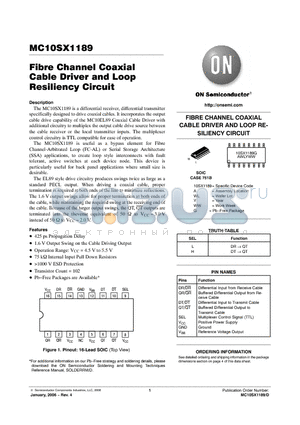 MC10SX1189D datasheet - Fibre Channel Coaxial Cable Driver and Loop Resiliency Circuit