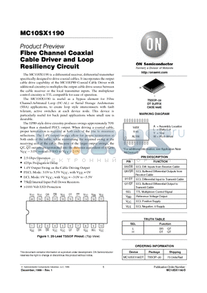 MC10SX1190 datasheet - Fibre Channel Coaxial Cable Driver and Loop Resiliency Circuit