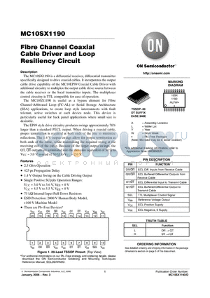 MC10SX1190DTR2G datasheet - Fibre Channel Coaxial Cable Driver and Loop Resiliency Circuit