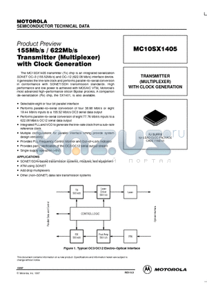 MC10SX1405 datasheet - 155Mb/s / 622Mb/s Transmitter (Multiplexer) with Clock Generation