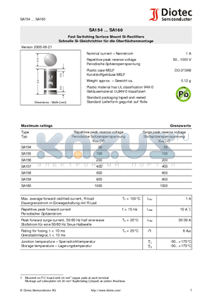 SA154_07 datasheet - Fast Switching Surface Mount Si-Rectifiers