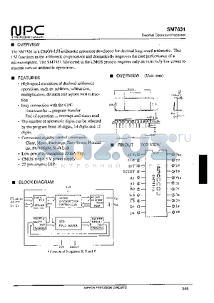 SM7831 datasheet - Decimal Operation Pfocessor