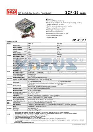 SPC-35-12 datasheet - 35W Single Output Switching Power Supply