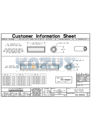 R30-5001402 datasheet - M3 CIRCULAR FEMALE SPACER