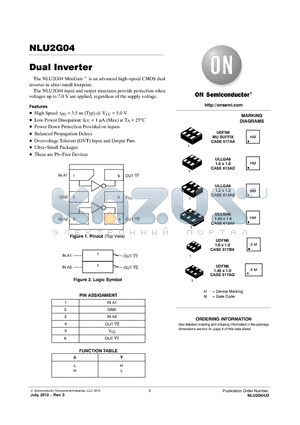 NLU2G04CMX1TCG datasheet - Dual Inverter