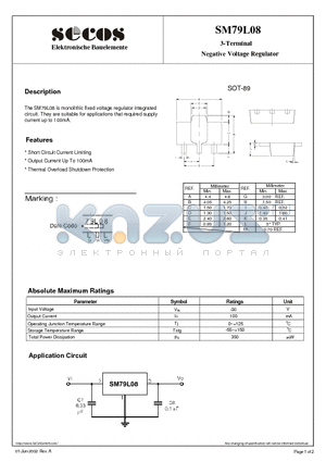 SM79L08 datasheet - 3-Terminal Negative Voltage Regulator