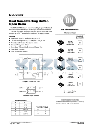 NLU2G07AMUTCG datasheet - Dual Non-Inverting Buffer, Open Drain