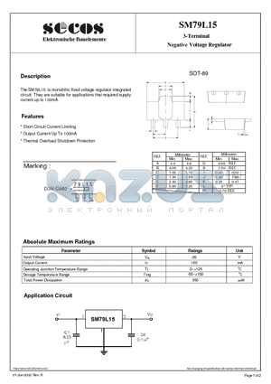 SM79L15 datasheet - 3-Terminal Negative Voltage Regulator