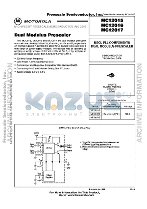 MC12017 datasheet - Dual Modulus Prescaler