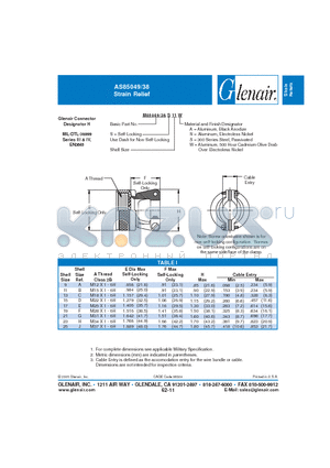 M85049-38S17S datasheet - Strain Relief