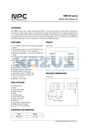 SM8130 datasheet - White LED Driver IC