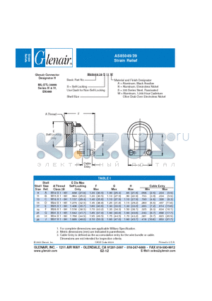 M85049-39S13A datasheet - Strain Relief