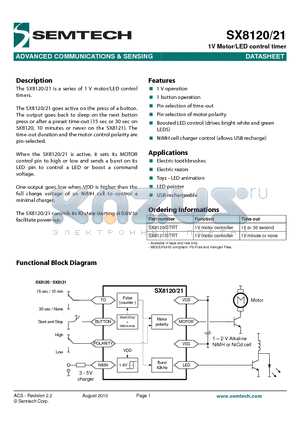 SX8120ISTRT datasheet - 1V Motor/LED control timer ADVANCED COMMUNICATIONS & SENSING