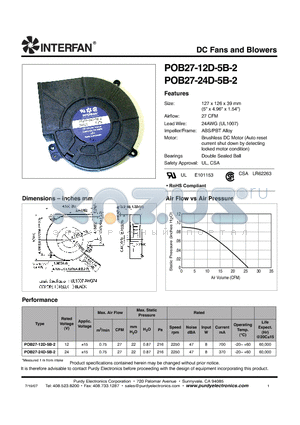 POB27-24D-5B-2 datasheet - DC Fans and Blowers