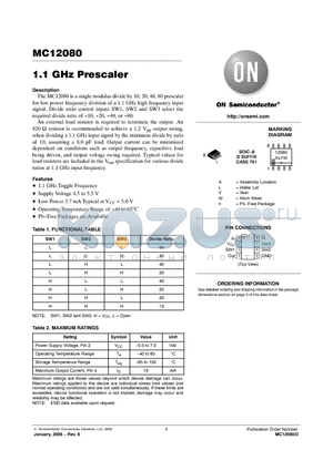 MC12080DG datasheet - 1.1 GHz Prescaler