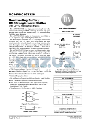 NLVVHC1GT126DF1G datasheet - Noninverting Buffer / CMOS Logic Level Shifter with LSTTL.Compatible Inputs