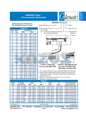 M85049-3A13B datasheet - Environmental Backshells