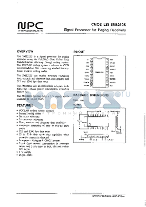 SM8210 datasheet - Signal Processor for Paging Receivers