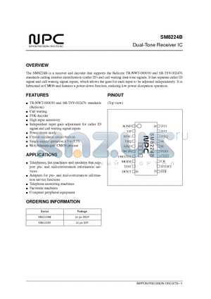 SM8224 datasheet - Dual-Tone Receiver IC