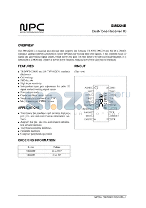 SM8224B datasheet - Dual-Tone Receiver IC