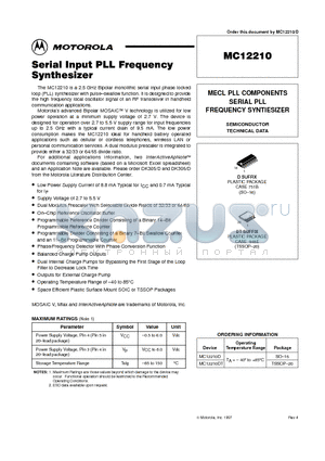 MC12210D datasheet - SERIAL INPUT PLL FREQUENCY SYNTHESIZER