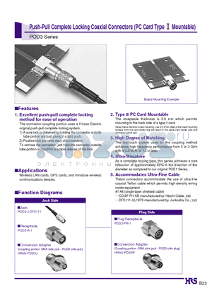 POD3-PR-DFS111 datasheet - Push-Pull Complete Locking Coaxial Connectors (PC Card Type 2 Mountable)