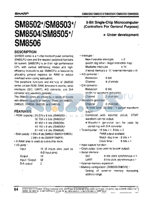 SM8502 datasheet - 8-Bit Single-Chip Microcomputer(Controllers For General Purpose)