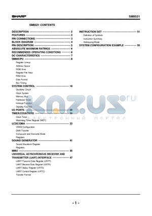 SM8521 datasheet - 8-Bit Single-Chip Microcomputer