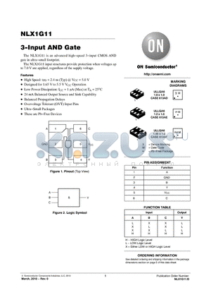 NLX1G11AMX1TCG datasheet - 3-Input AND Gate