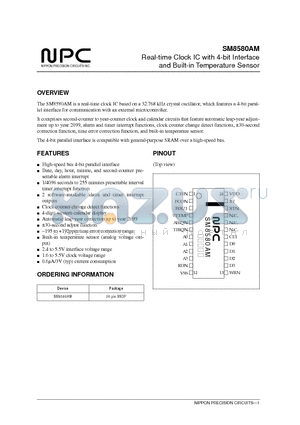 SM8580 datasheet - Real-time Clock IC with 4-bit Interface and Built-in Temperature Sensor