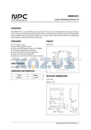 SM8610CV datasheet - Laser Switching Driver IC