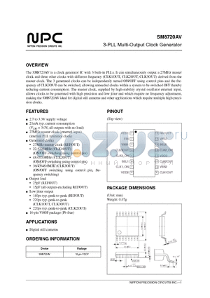 SM8720AV datasheet - 3-PLL Multi-Output Clock Generator